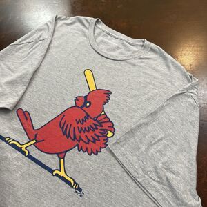 St Louis Cardinals T-Shirt Men 3XL Gray Retro Bird with Bat Logo MLB Baseball